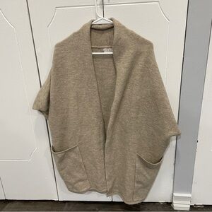 Free People Beige Wool Short Sleeve Cardigan